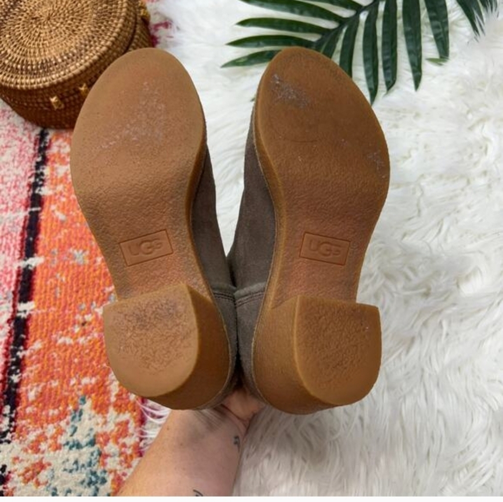 UGG Brown Taupe Block Heeled Suede Kasen Ankle Boots Booties 7 - Picture 5 of 5